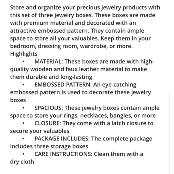 Set of 3 wood snd metal stacking storage/jewelry boxes - Picture 9 of 14